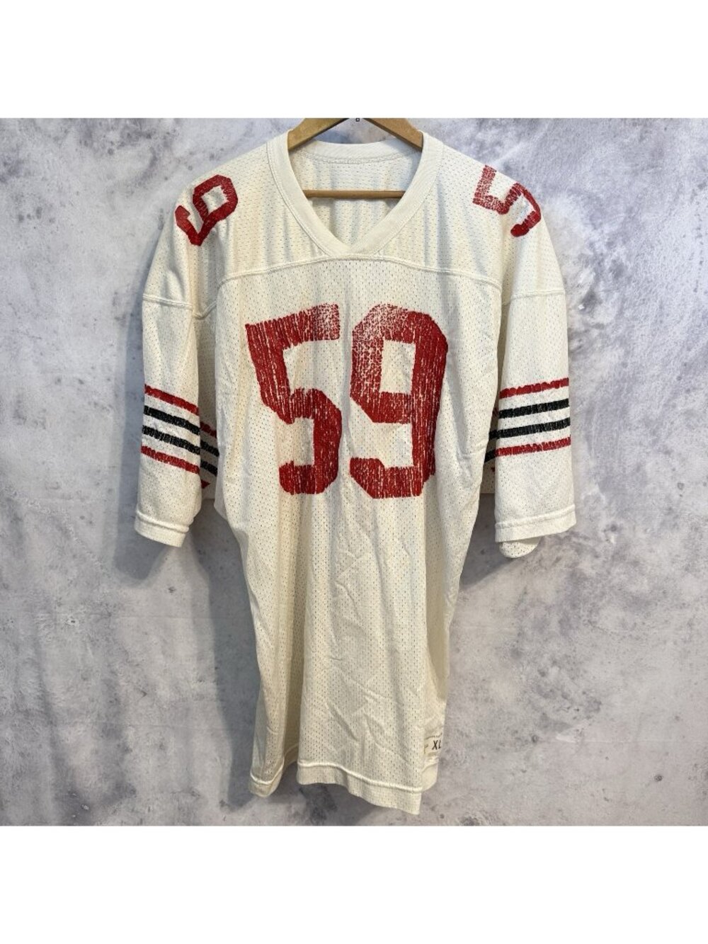 VTG 70s 80s Russell Athletic Jersey XL Slim Off White Varsity Practice Striped